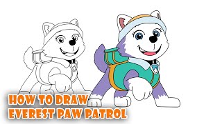 How To Draw Everest From Paw Patrol Step By Step Tutorial