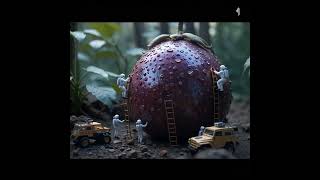 Miniature Astronauts Exploring A Giant Gowok Fruit Kupa,