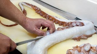 Japanese Street Food - GIANT OCTOPUS LEG Tentacles Okinawa Seafood Japan