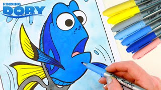 FINDING DORY Coloring Book Speed Coloring With Markers and Watercolor Paint