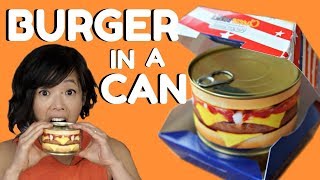 HAMBURGER in a CAN Taste Test - ready-to-eat cheeseburger & steak house burger HAMBURGER in a CAN Taste Test - ready-to-eat cheeseburger & steak house burger