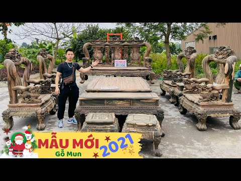 🔴 BỘ BÀN GHẾ MINH NGHÊ GỖ MUN CỘT 16 Mẫu 2021 GỒM 10 MÓN | Bác Quát An Giang