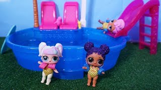 LOL SURPRISE DOLLS Go Swimming At The Neighborhood Pool!