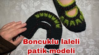 Boncuklu Laleli̇ Pati̇k Modeli̇ İki̇ Şi̇şle Örülen Di̇ki̇şsi̇z Pati̇k - Birsence Örgüler