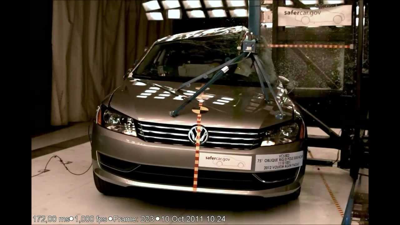 VW Passat 2012 Pole Crash Test NHTSA High Speed