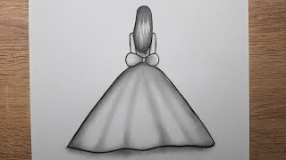 Çok Kolay Arkası Dönük Elbiseli Kız Resmi Nasıl Çizilir Karakalem Kolay Çizimler