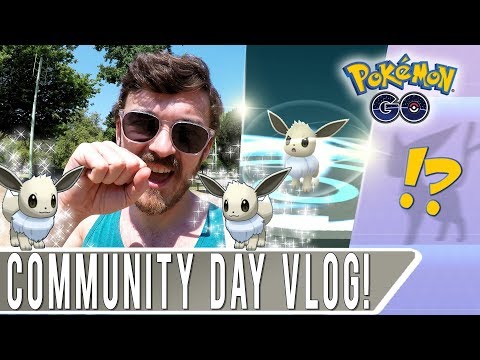 SHINY EEVEE COMMUNITY DAY VLOG DAY 2! Pokemon GO Eevee Name Trick on High IV Eevolutions