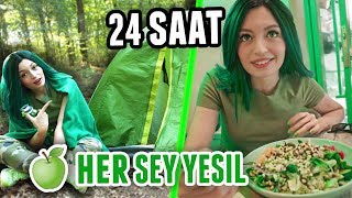 24 SAAT BOYUNCA HER ŞEY YEŞİL!!! (Yeşil Saç, Yeşil Araba, Yeşil Oreo)