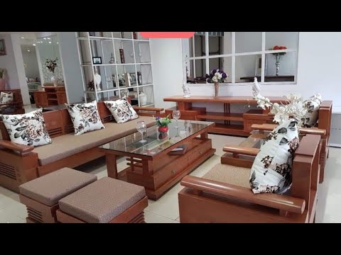 Bàn ghế phòng khách đẹp | Bàn ghế Sofa đối gỗ Sồi Nga phòng khách đẹp