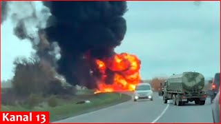 Russian Trucks And Vehicles Carrying Manpower And Ammunition To Front Were Fired Upon In Kursk