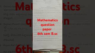 Mathematics Question Paper Ysis 6Th Semester