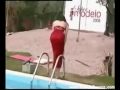 Model falls off Runway and into Pool