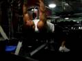 in the gym doing skullcrushers
