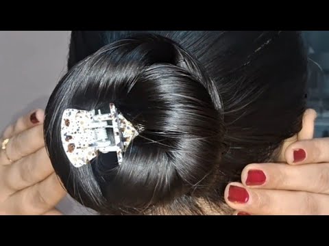Oiled hair juda | Claw clip hairstyles | Simple Juda hairstyles | Hairstyles for long hair | judabun