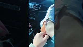 Her Pulls Up The Orange Ped Sock That Slipped Off Inside Her Shoe