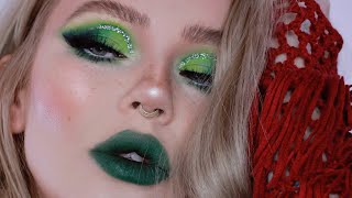 green glam makeup tutorial / holiday look 2018