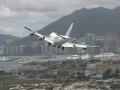747 Extreme Drift Crosswind Landing Hong Kong Kai Tak Airport 1998 Japan Airlines Boeing