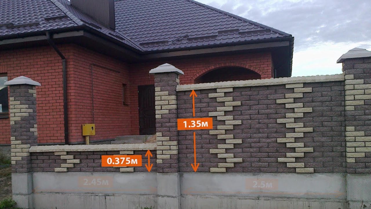 Как сделать забор из красного кирпича Как сделать забор из красного кирпича