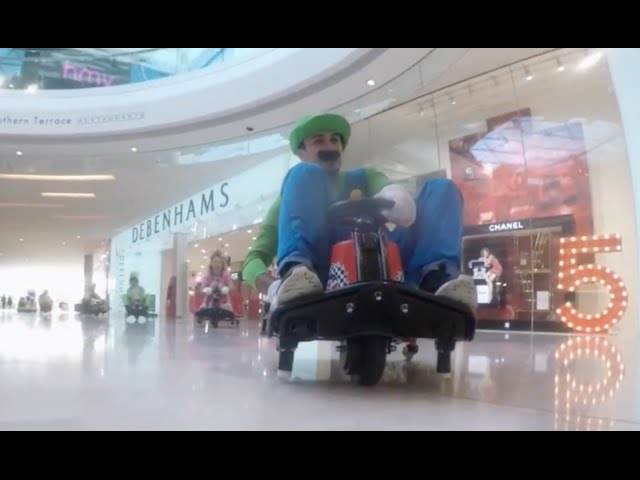Mario Kart In Real Life At The Mall - Video
