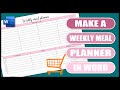 How to Make A WEEKLY MEAL PLANNER in Word | EASY TUTORIAL
