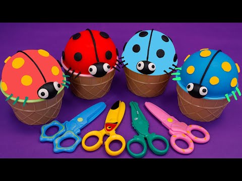 4 Color Play Doh in Ice Cream Cups | Learn Colors and Nursery Rhymes for Kids ,