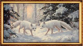 Enchanted Winter Foxes 4K Serene Snowfall Animation For Relaxation & Beauty