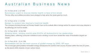 Business News Headlines for 15 Feb 2019 - 6 PM Edition