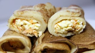 Салат в блинах. Рецепт закуски на Масленицу Салат в блинах. Рецепт закуски на Масленицу