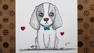 Kolay Sevimli Bir Köpek Adım Adım Nasıl Çizilir, Çizim Hobimiz Karakalem Basit v