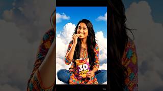 Mesmerizing Moment Gorgeous Girl Enjoys 3D Chips Floating In Mid-Air