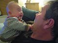 4 month old baby singing with grandad
