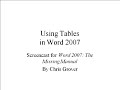 Using Tables in Word 2007