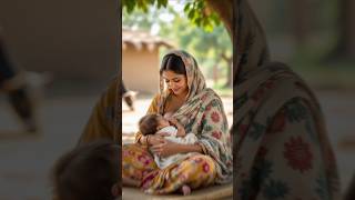Poor Village Girl Breast Feeding Outside