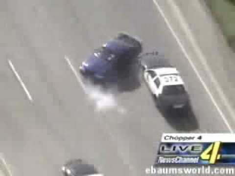  Oklahoma police begin their chase of a purple mustang 