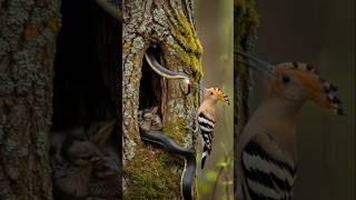 Mother Hoopoe Bird Attack On Black Big Snake And Saved Own Of Baby Bird Life In Nest