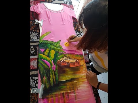 Dạy Vẽ phong cảnh đồng quê trên Áo Dài