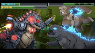 Baby Godzilla And Baby Kong Vs Baby Mechagodzilla With Healthbars Final Battle