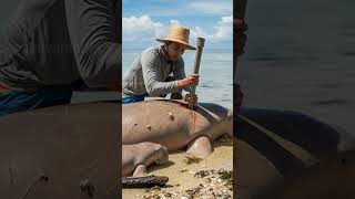 Marine Biologist Rescue Dugong From Rusty Pipe