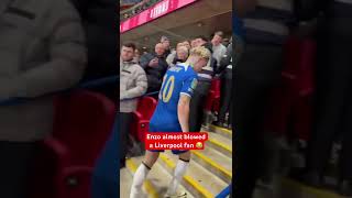 Enzo Fernandez almost beat a fan after Chelsea lose to Liverpool 😭😭😭