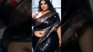 Elegant Model Seducing In Black Saree L