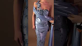 Share With A Friend Who Would Own The Spotlight In This Silver-Blue Liquid Satin Gown To Order,
