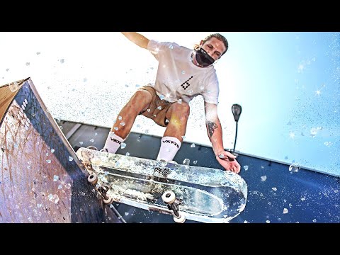 GLASS SKATEBOARD FROZEN IN ICE SKATEBOARD?!