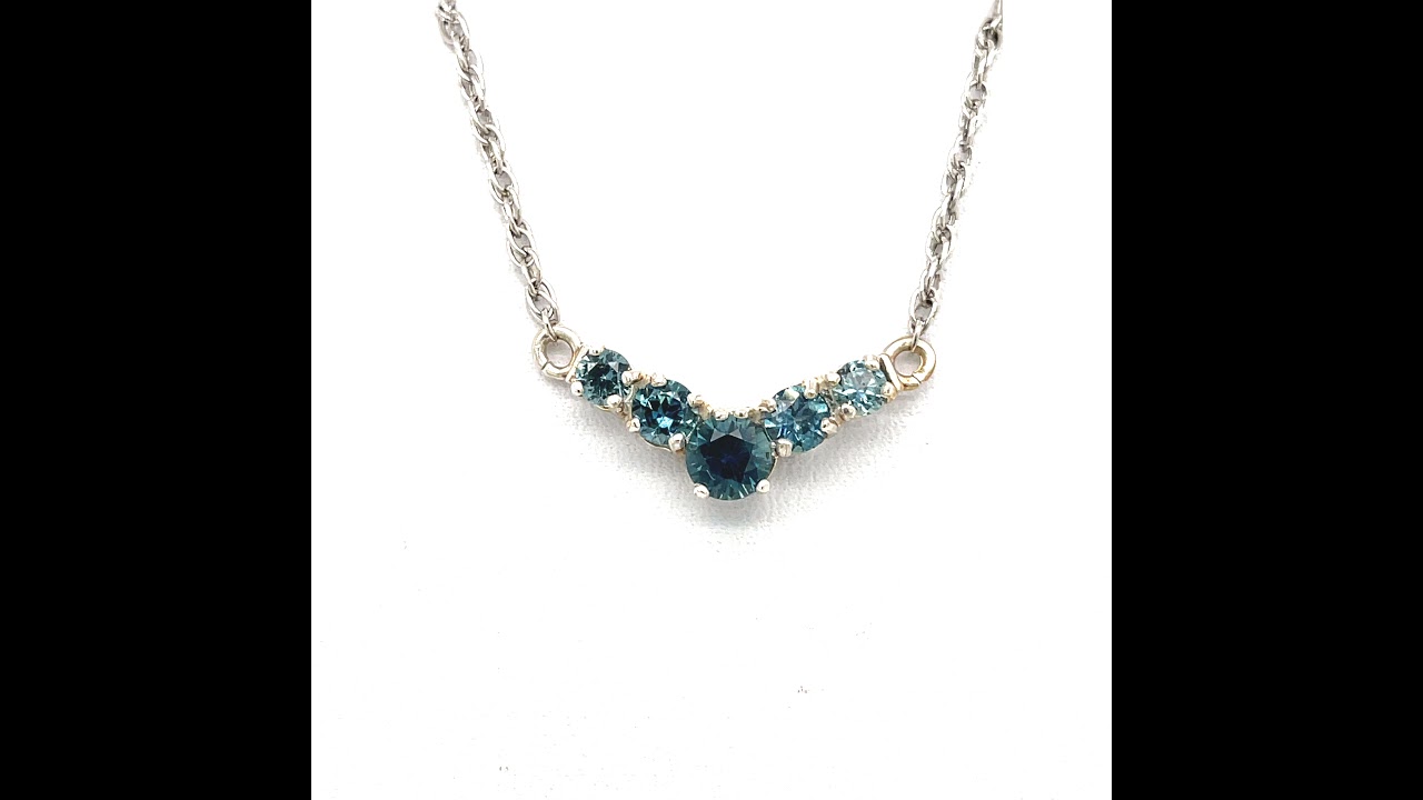 Montana Sapphire V Necklace in Sterling Silver