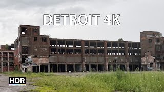 Driving Detroit 4K Hdr - Downtown To World's Largest Abandoned Factory - Usa