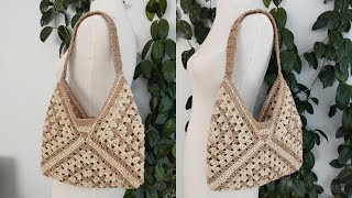 Çok Kolay 3 Motifli Örgü Çanta Kağıt İp Ile Yazlık Çanta Yapımı