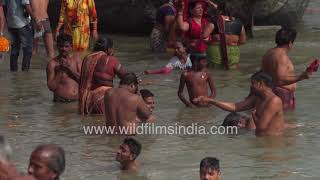 M Bathing At The Ganga River In India The Holy Dip