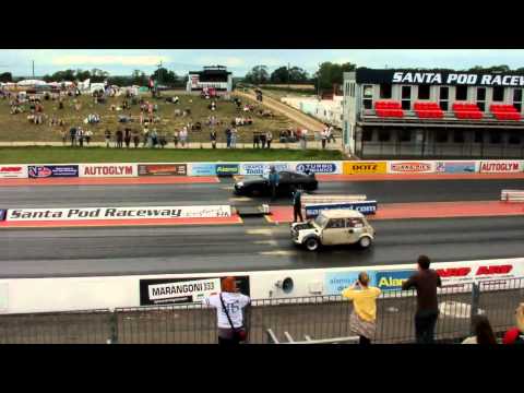 My Supra 712bhp vs Mini Rover Turbo T16 Engine Santa Pod Raceway 2011