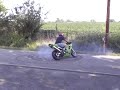 Mothug Doug crazy Kawasaki 636 Ninja motorcycle donuts and burnouts!