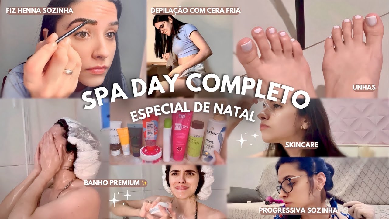 SPA DAY ESPECIAL DE NATAL COMPLETO: progressiva, unhas, skincare, cabelos, henna, depilação, banho