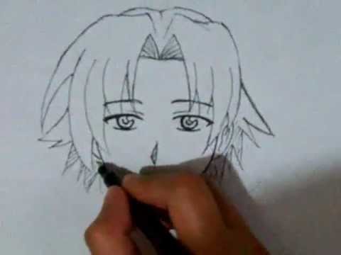 How to Draw Male Manga Face: Front View - YouTube